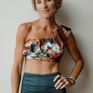 Albion ICON WAVE CROP swim top floral size L